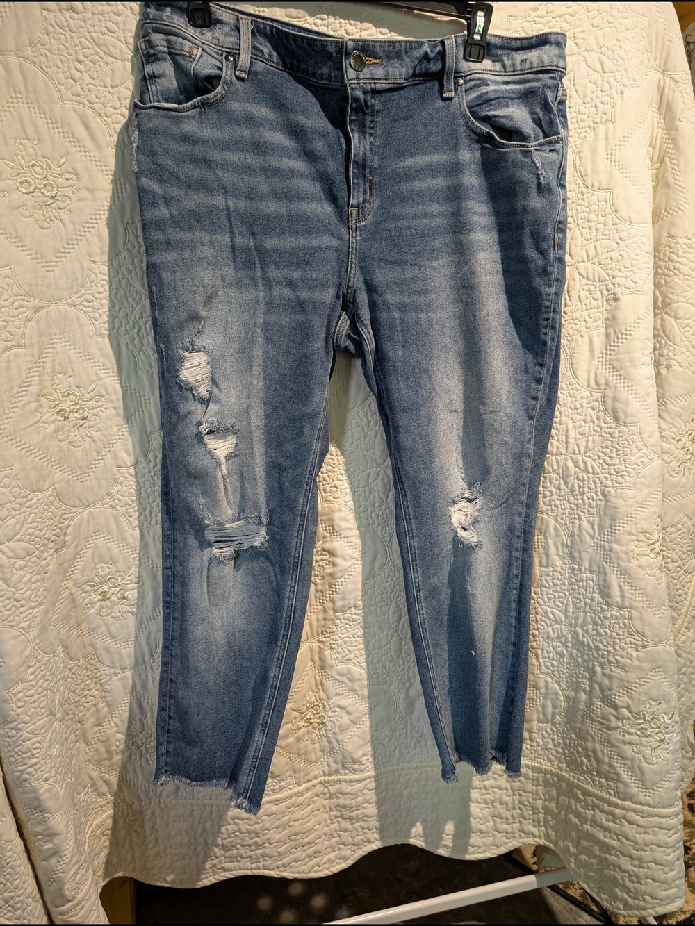 Lane Bryant Distressed Light Blue Cropped Jeans